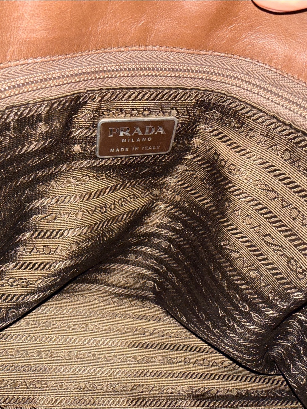 Prada Tessuto Nappa Leather Brown Tortoiseshell Chain Tote Bag w COA - Picture 13 of 16